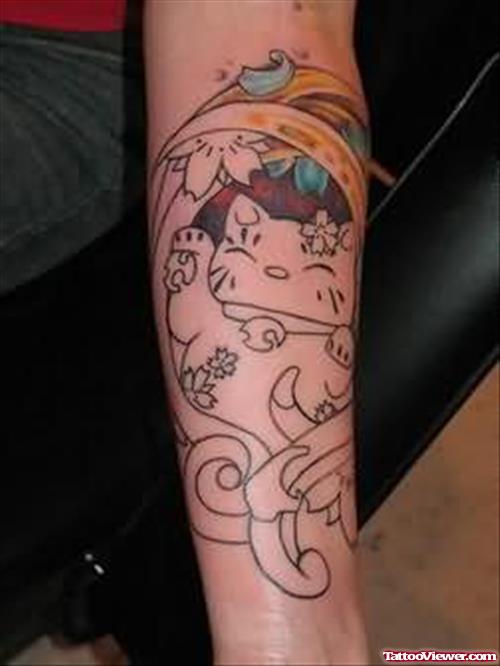 Trendy Cat Tattoo On Arm