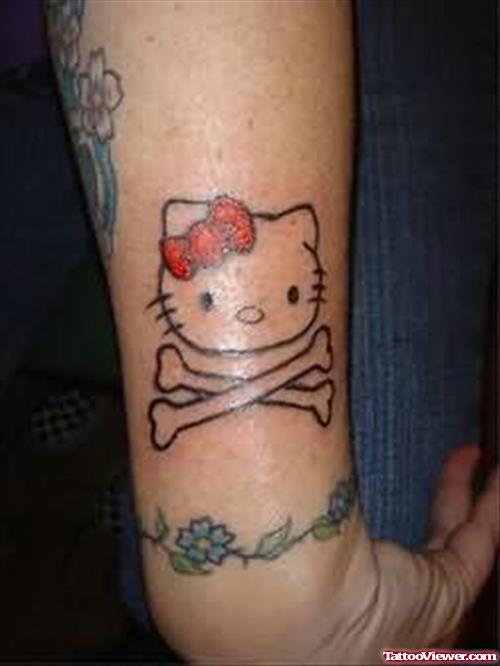 Cute Cat Tattoo Design On Arm