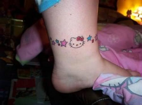 Cute Kitty Tattoo On Ankle