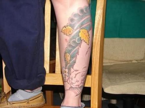 Cat Tattoos On Leg