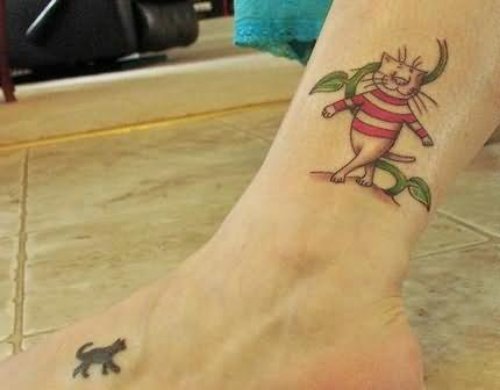 Cat Tattoo Design On Ankle