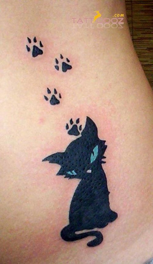 Paw Scratches And Black Cat Tattoo