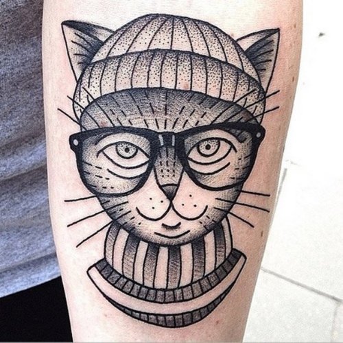 Sublime Blackwork Cat Tattoo