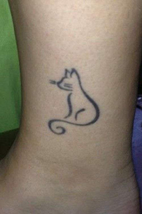 Best Outline Cat Tattoo On Ankle