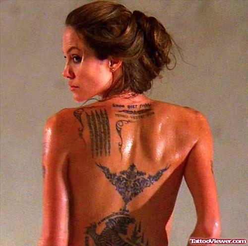 Angelina Jolie Back Tattoos