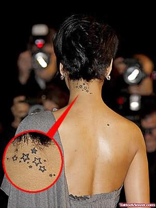Stars Tattoo On Celebrity Neck