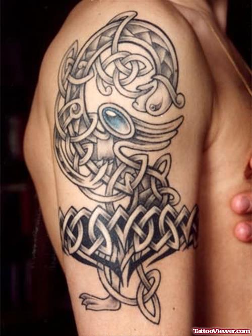 Celtic Bird Tattoo Design On Muscles