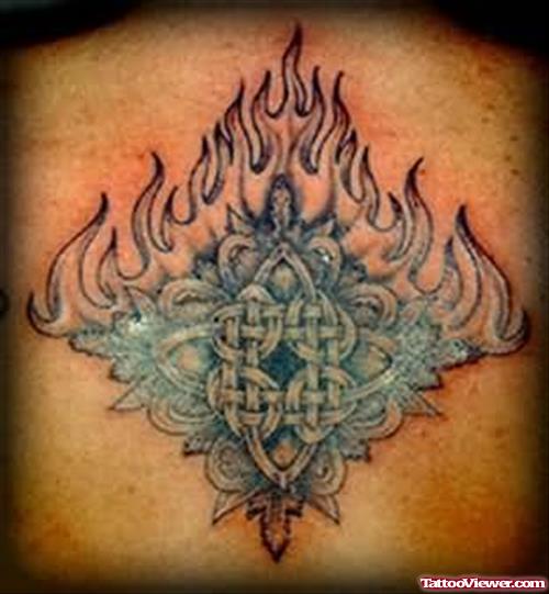Flame Celtic Tattoo On Back