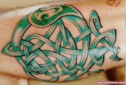 Green Color Celtic Tattoo