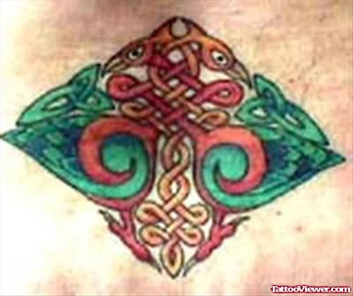 Terrific Celtic Tattoo Design On Back