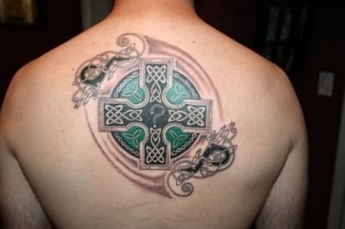 Colourful Celtic Tattoo On Back