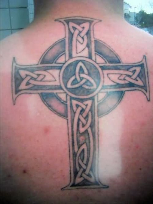 Beautiful Celtic Cross Tattoo On Back