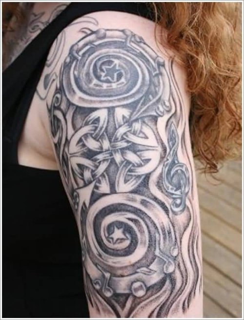 Latest Upper Sleeve Celtic Tattoo For Girls By Artist17
