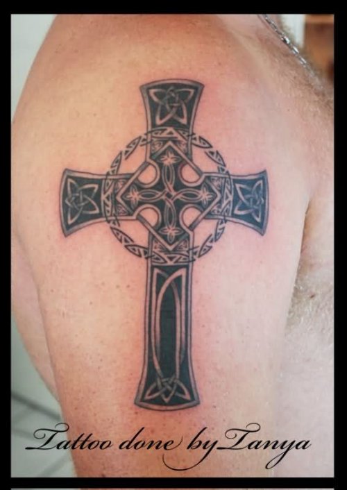 Crazy Right Half Sleeve Celtic Cross Tattoo