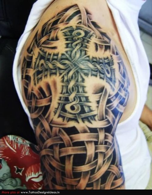 Beautiful Right Half Sleeve Celtic Cross Tattoo