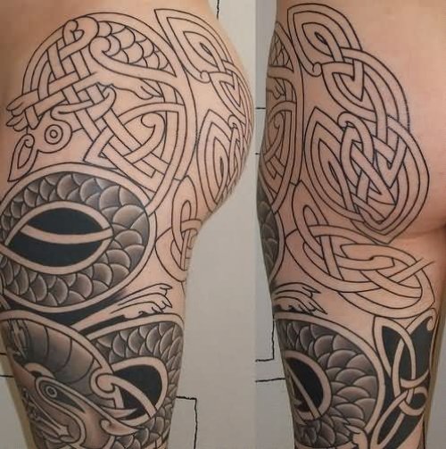 Amazing Celtic Tattoos On Leg Sleeve