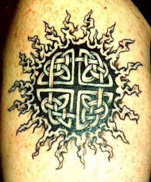 Celtic Sun Tattoo On Shoulder