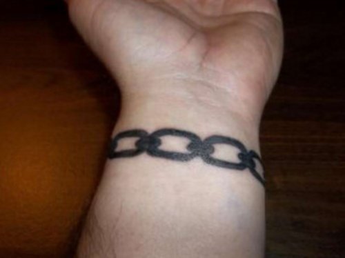 Black silhouette Chain tattoo On Wrist