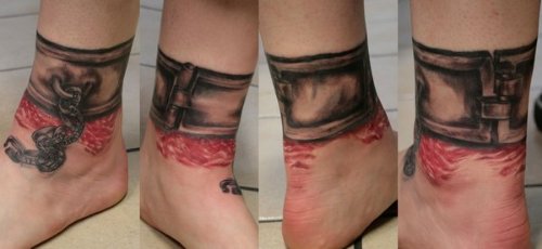 Bloddy Foot Chain Tattoo