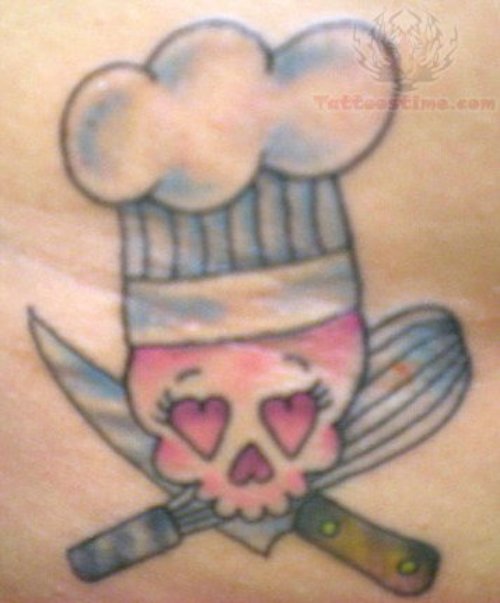 Chef Skull And Knife Tattoos