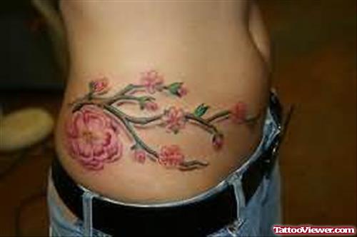 Cherry Blossom Tattoo On Rib Side