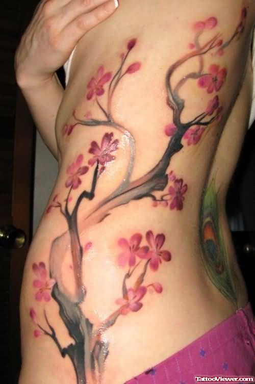 Cherry Blossoms Side Tattoo