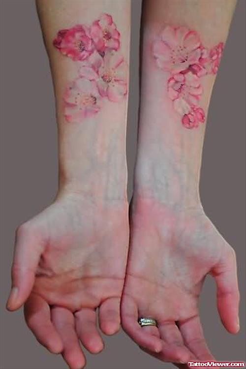 Cherry Blossoms Tattoos On Arms