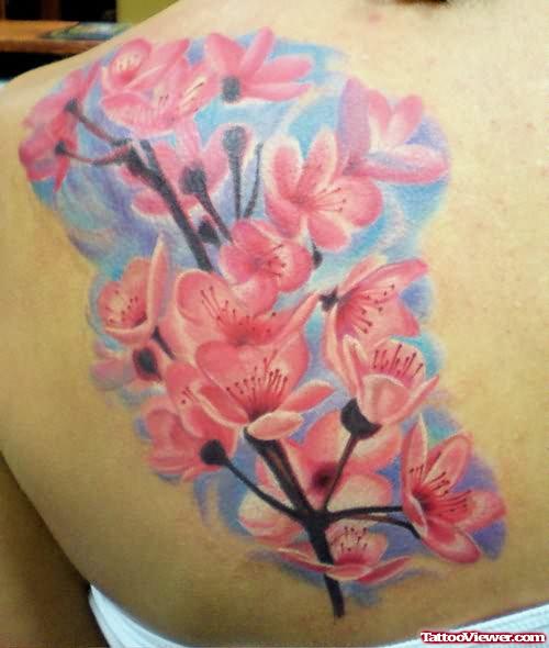 Pink Cherry Blossom Flowers Tattoo