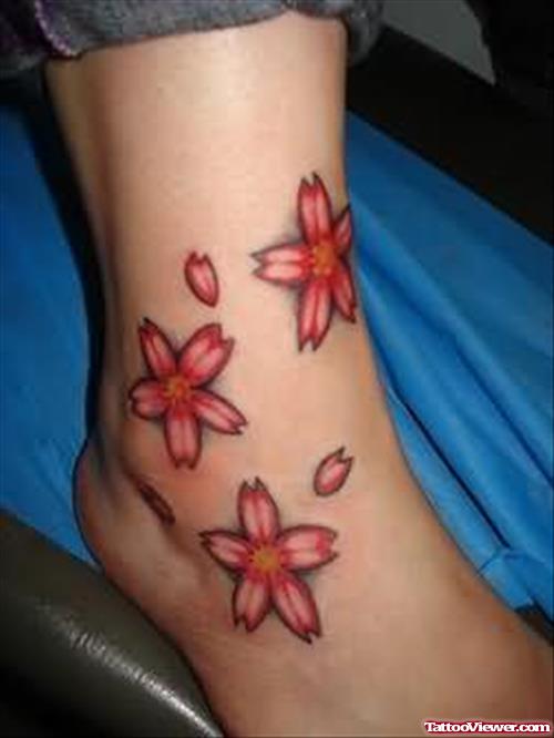Awesome Cherry Tattoo On Ankle