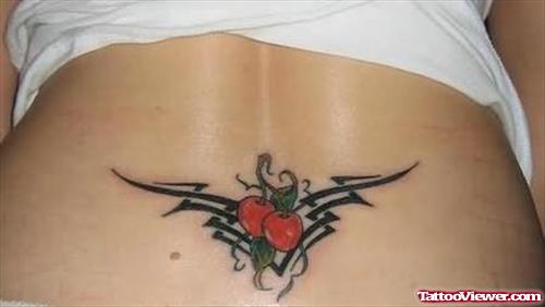Elegant Cherry Tattoo On Lower Back