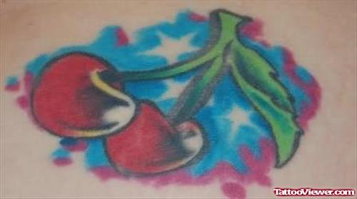 Colorful Cherry Tattoo