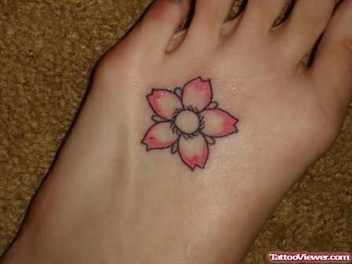 Elegant Cherry Blossom Tattoo On Foot