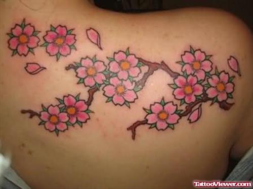 Awesome Cherry Flower Tattoo
