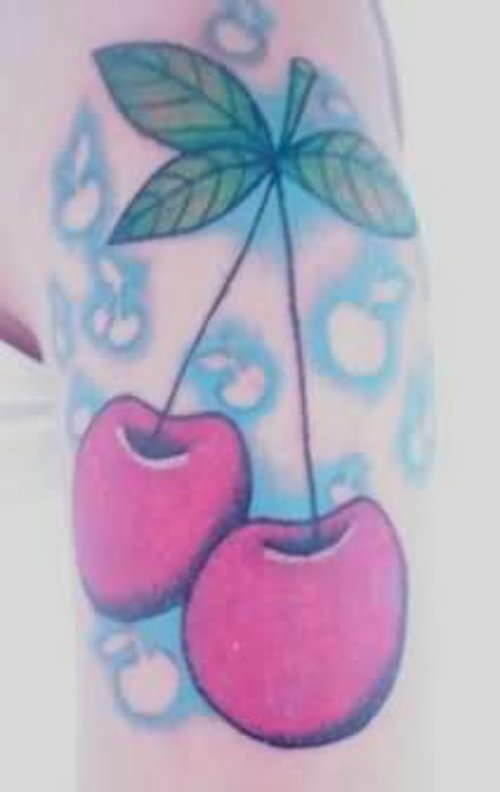 Elegant Coloured Cherry Tattoo