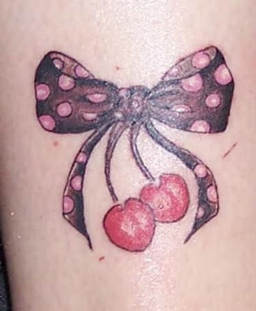 Beautiful Bow And Cherry Tattoo