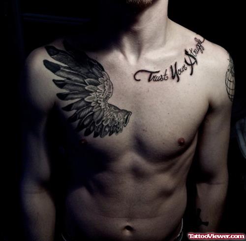 Trust Your Struggle And Wing Chest Tattoo