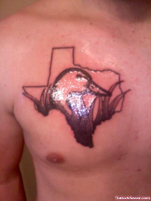 Texas Duck Chest Tattoo For Men