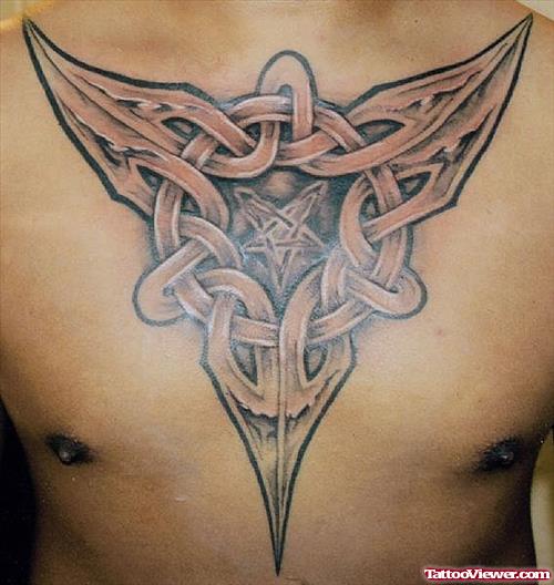 Beautiful Tribal Chest Tattoo For Men