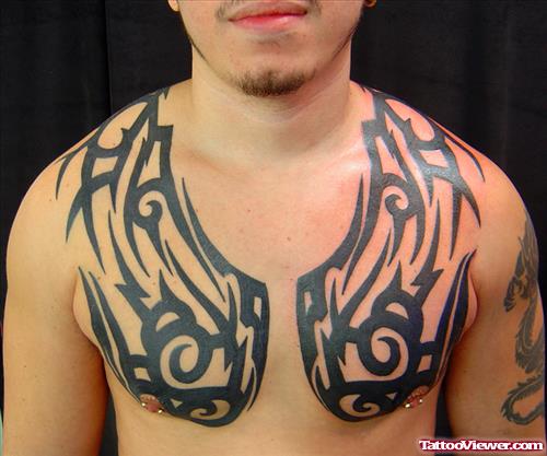 Large Tribal Chest Tattoos
