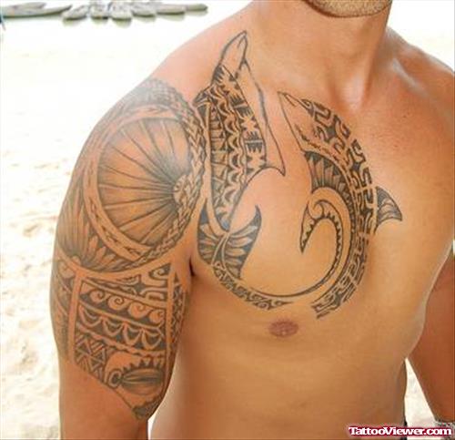 Samoan Shark Chest Tattoo