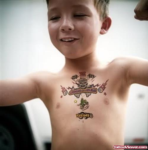Child With Temporary Chest Tattoo