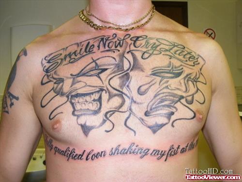 Smile Now Cry Later - Joker Heads Chest Tattoo