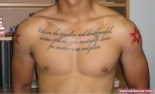 Awesome Script Chest Tattoo For Men