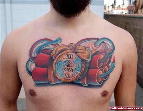 Time Bomb Tattoo On Chest