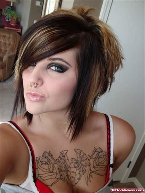 Awesome Tattoos On Chest For Girl