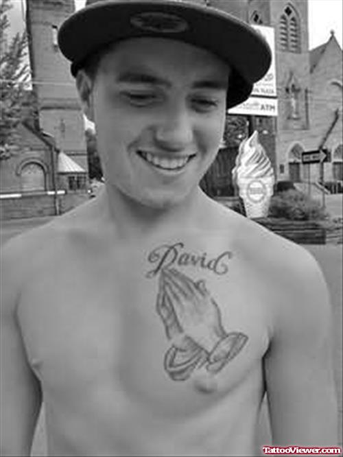 Praying Hands Tattoo On Chest