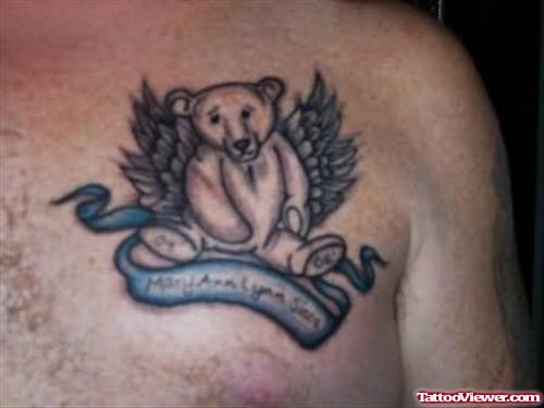 Teddy Bear Tattoo On Chest