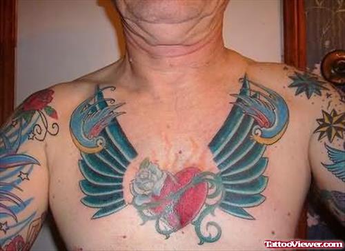 Wings Chest Tattoo Design