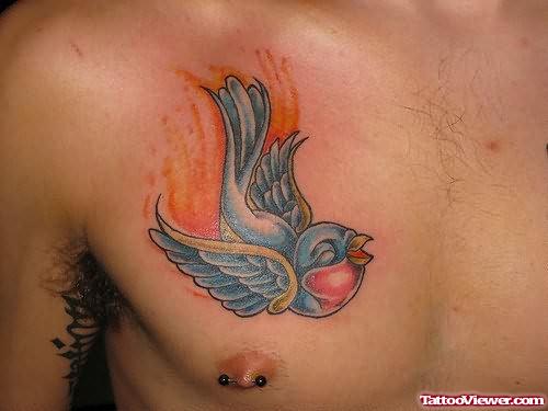 Baby Bird Tattoo On Chest Tattoo