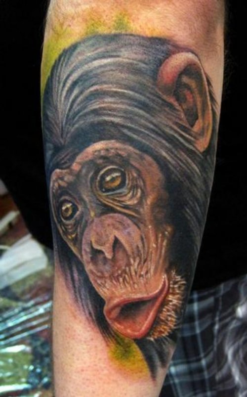 Color Ink Baby Chimpanzee Tattoo